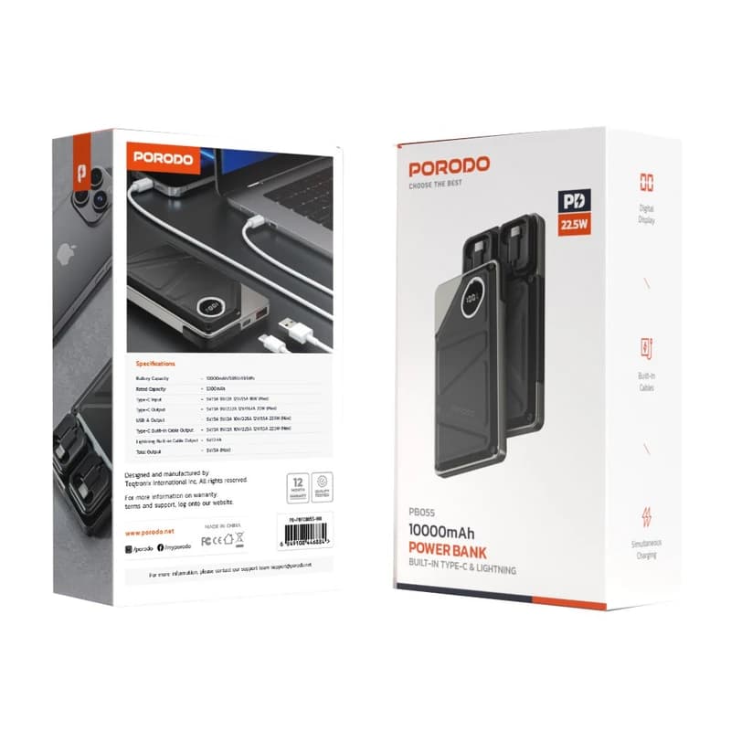 پاوربانک پرودو PORODO PB055 با ظرفیت 100000 میلی آمپر — تصویر ۲