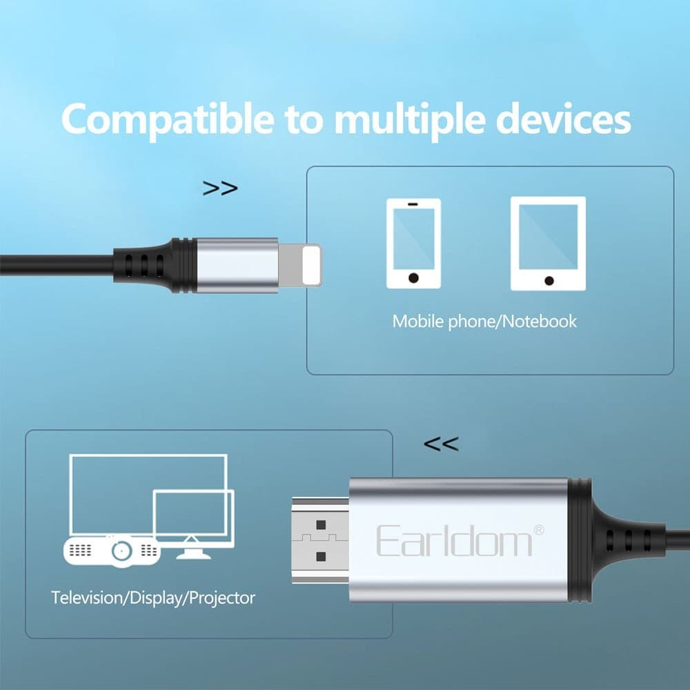 کابل تبدیل لایتنینگ به HDMI ارلدام مدل W35 طول 2 متر — تصویر ۱۲