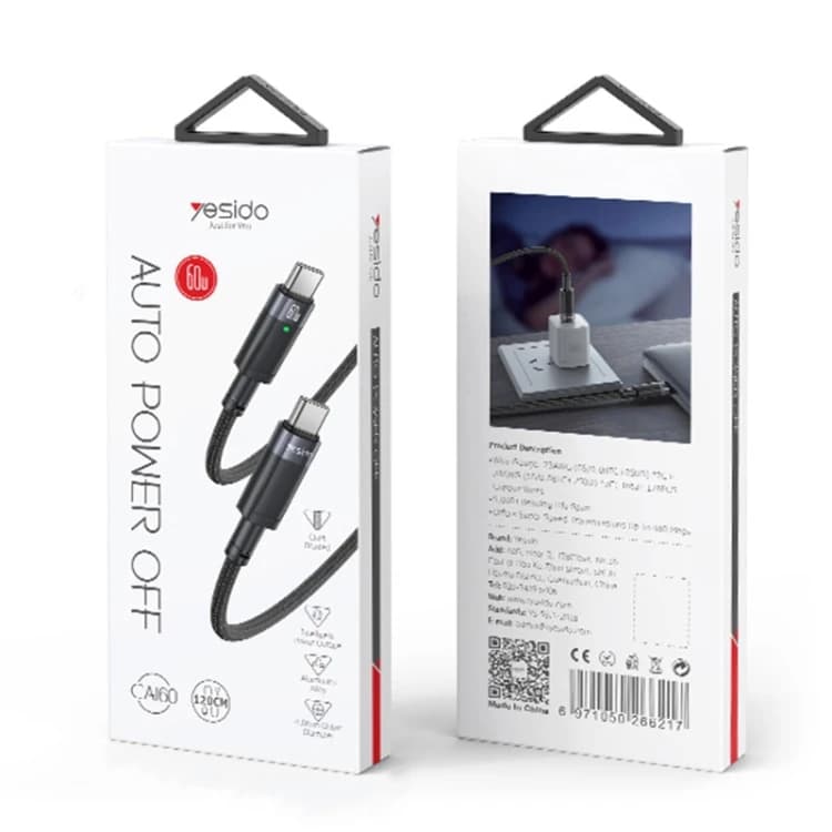 کابل 60 وات تایپسی به تایپسی یسیدو YESIDO AUTO POWER OFF CA160 — تصویر ۸