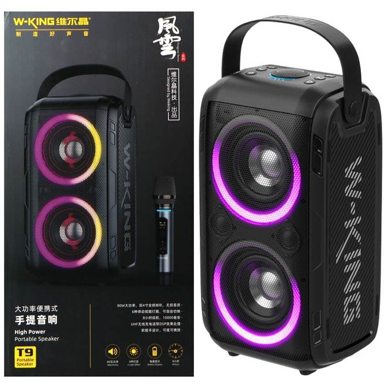 اسپیکر بلوتوثی دبلیو کینگ با میکروفون مدل W-KING T9 Wireless Speaker — تصویر ۴