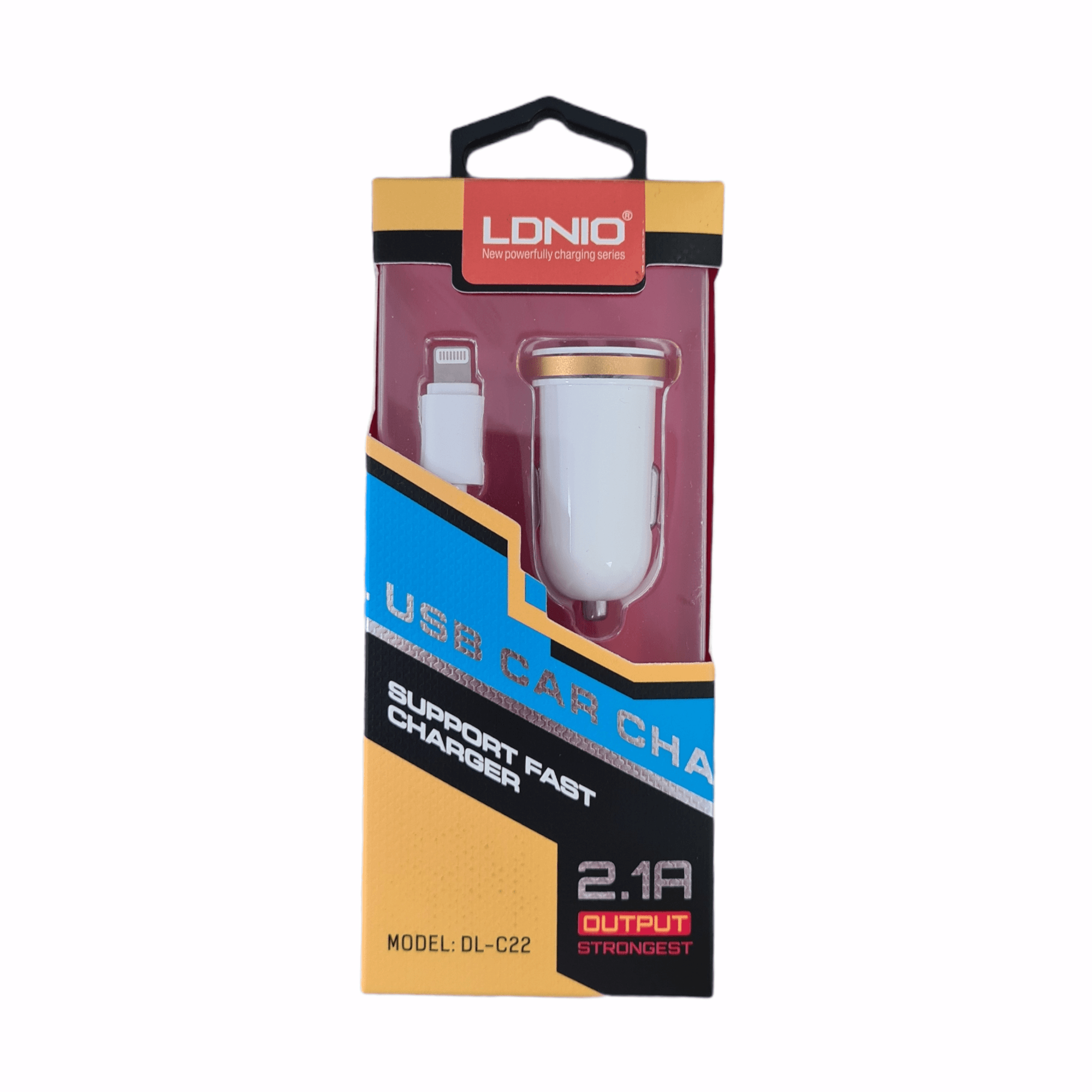 شارژر فندکی الدینیو مدل DL-C22 همراه با کابل Lightning