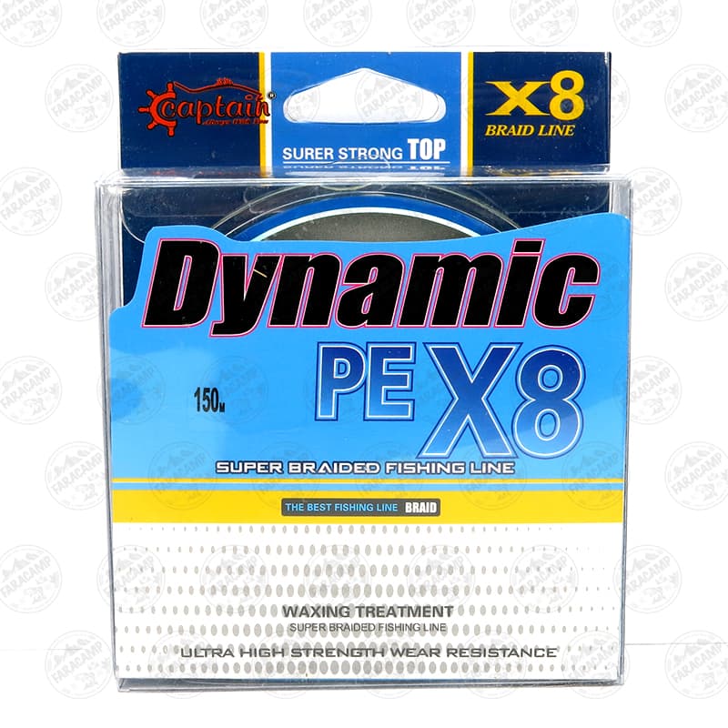 نخ براید کاپیتان داینامیک ۸ لایه موم دار رنگ سبز سایز ۰/۱۸ ،۱۵۰متر Captain Dynamic PE X8
