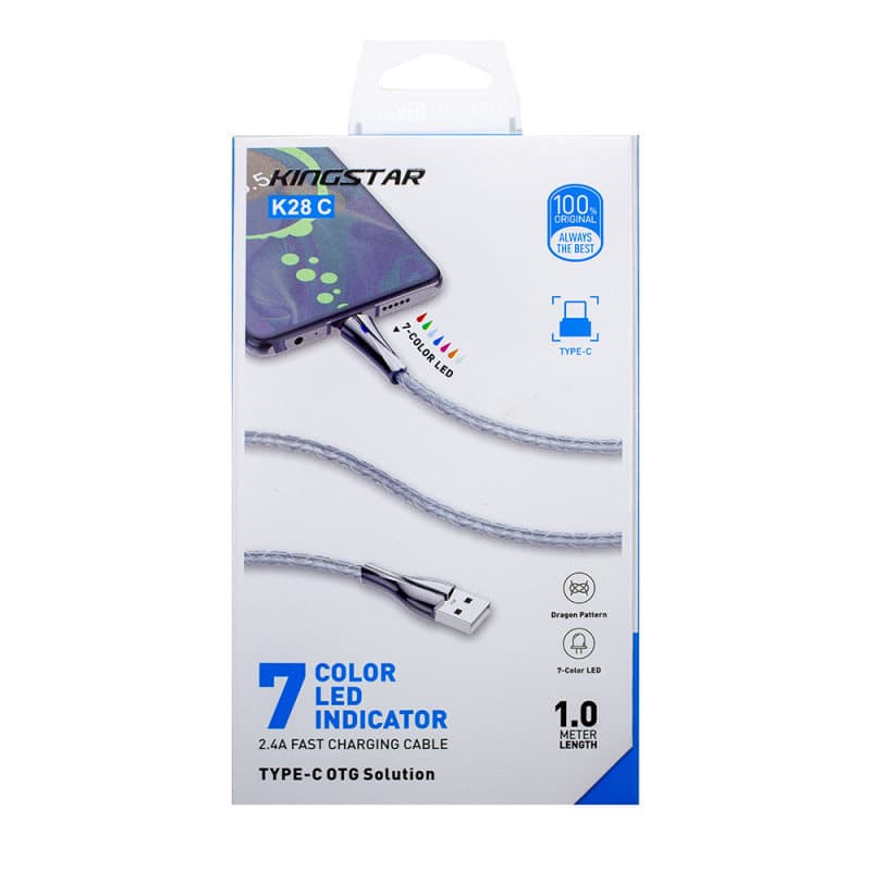 کابل تبدیل USB به Type-C کینگ استار مدل K28C طول 1 متر