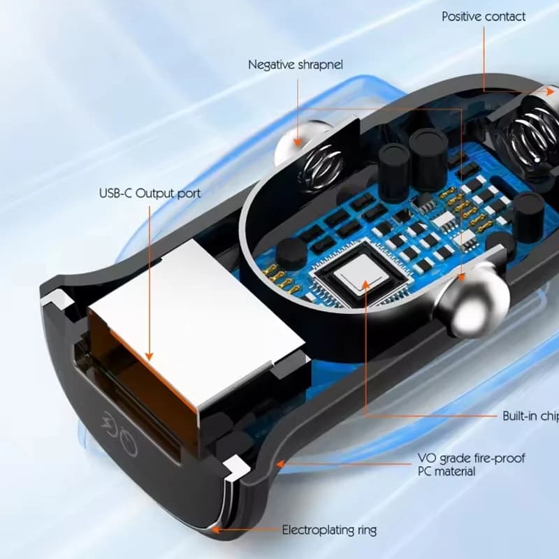 شارژر فندکی 30 وات الدینیو مدل C105 به همراه کابل USB-C — تصویر ۶