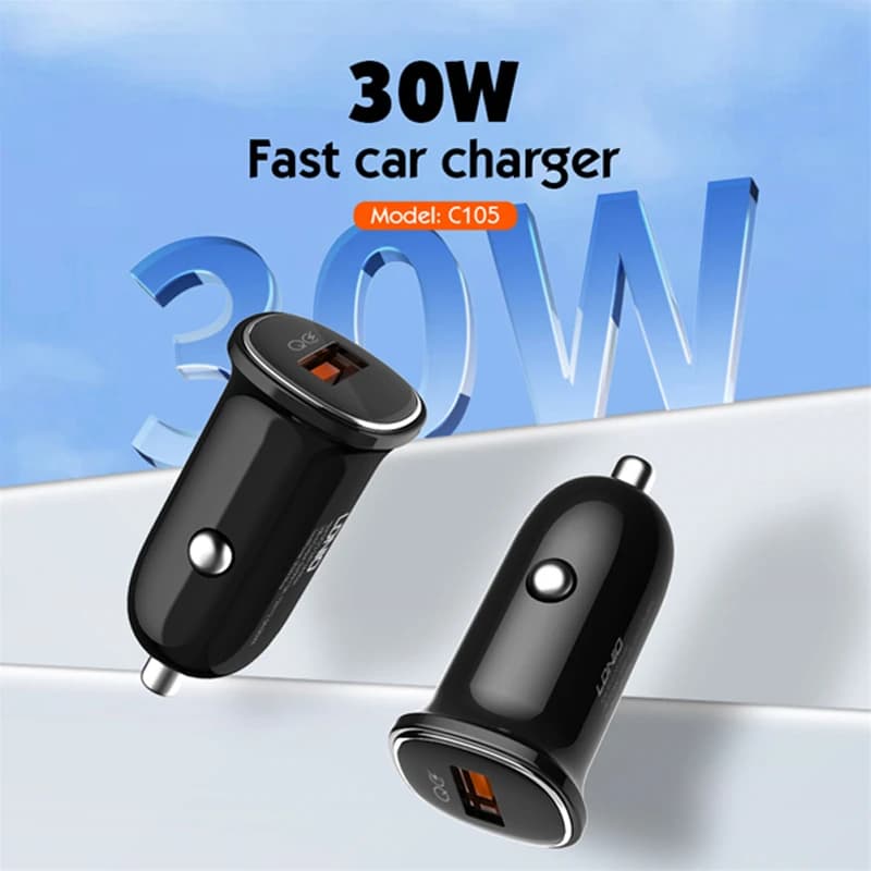 شارژر فندکی 30 وات الدینیو مدل C105 به همراه کابل USB-C — تصویر ۴