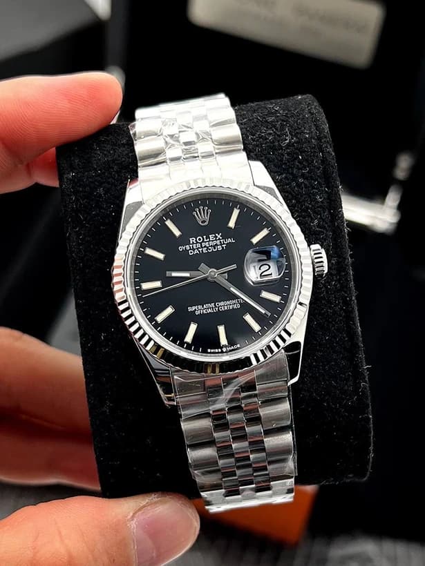 ساعت مچی رولکس دیتجاست | Rolex Datejust | نقرهای صفحه مشکی های کپی — تصویر ۳
