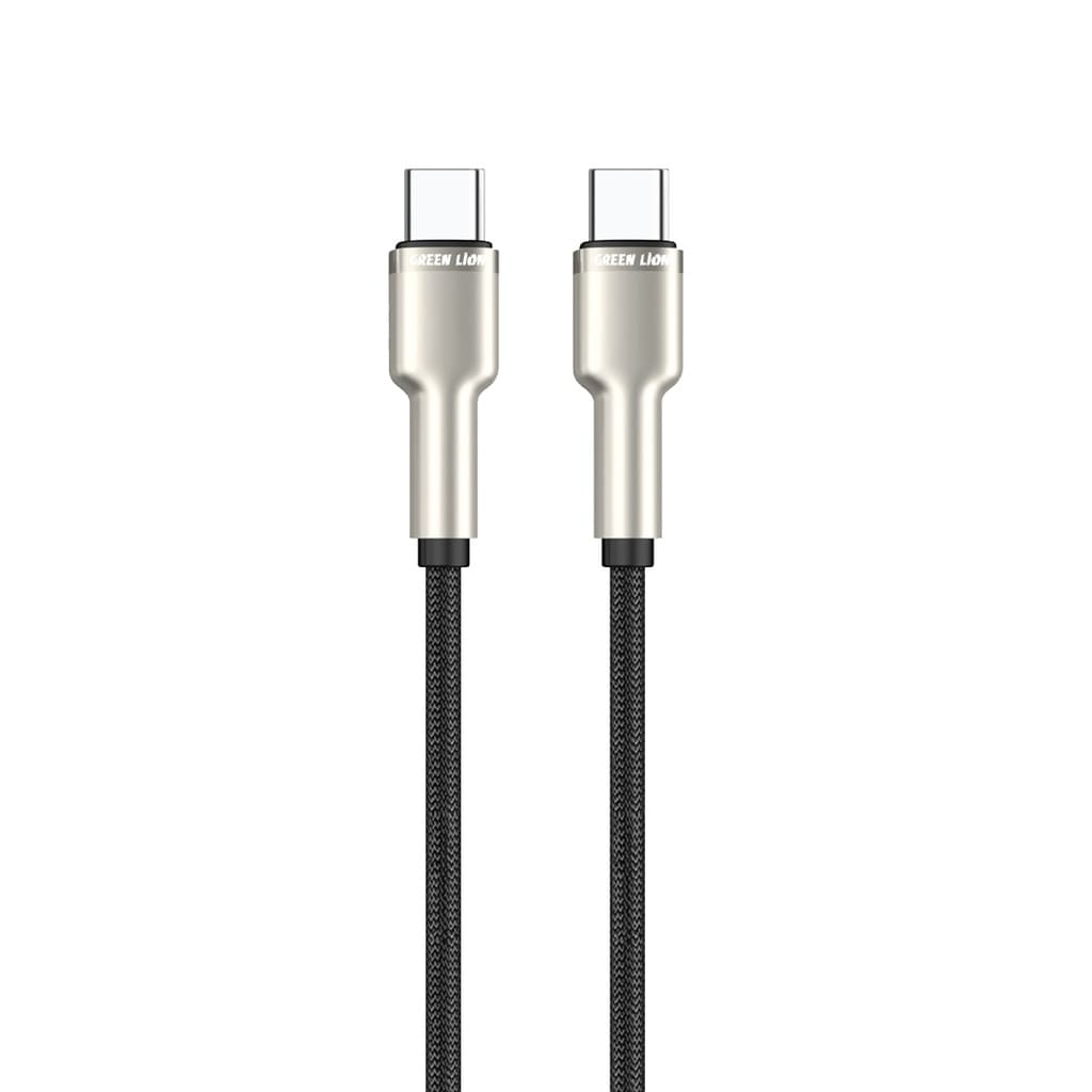 کابل USB-C به USB-C با روکش فلزی 60W گرین لاین Green Lion USB-C to USB-C Braided Zinc Alloy Cable GN60BRC2CBK — تصویر ۲