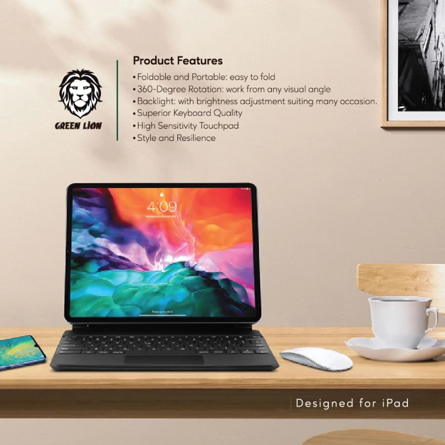 کیف کلاسوری کیبورد دار گرین لاین مدل Magic آیپد 12.9-inch — تصویر ۳
