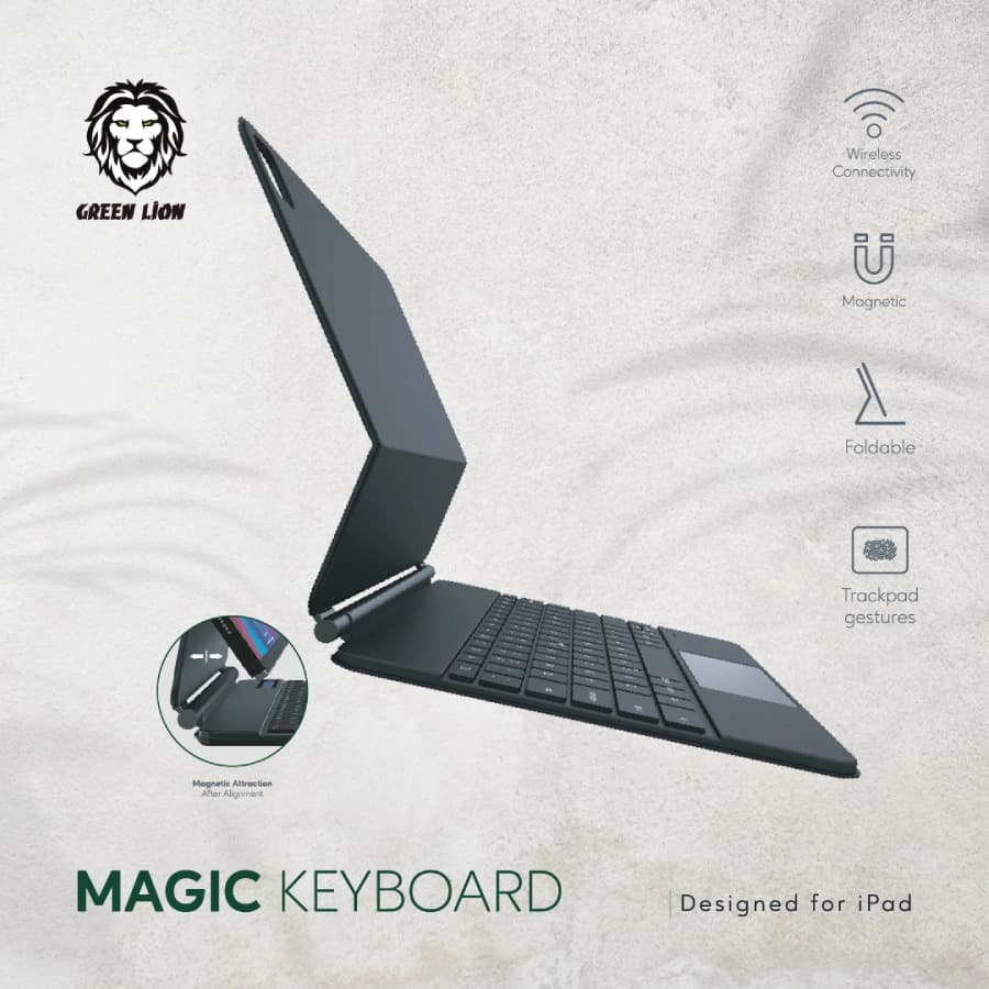کیف کلاسوری کیبورد دار گرین لاین مدل Magic آیپد 12.9-inch — تصویر ۲