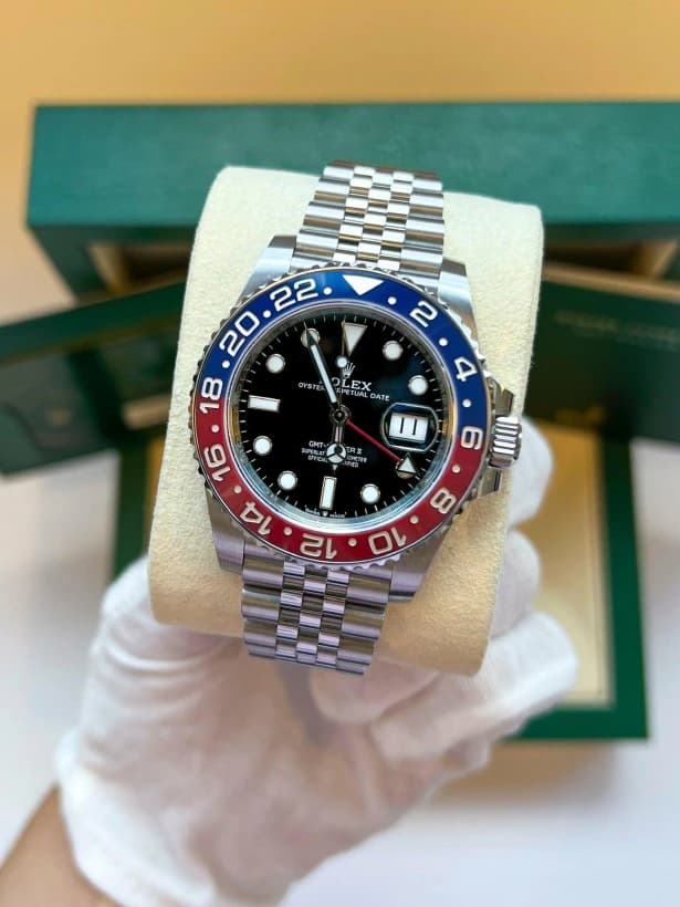 ساعت مچی رولکس جیامتی مستر ۲ | Rolex GMT-Master II | نقره ای -پپسی صفحه مشکی های کپی — تصویر ۲