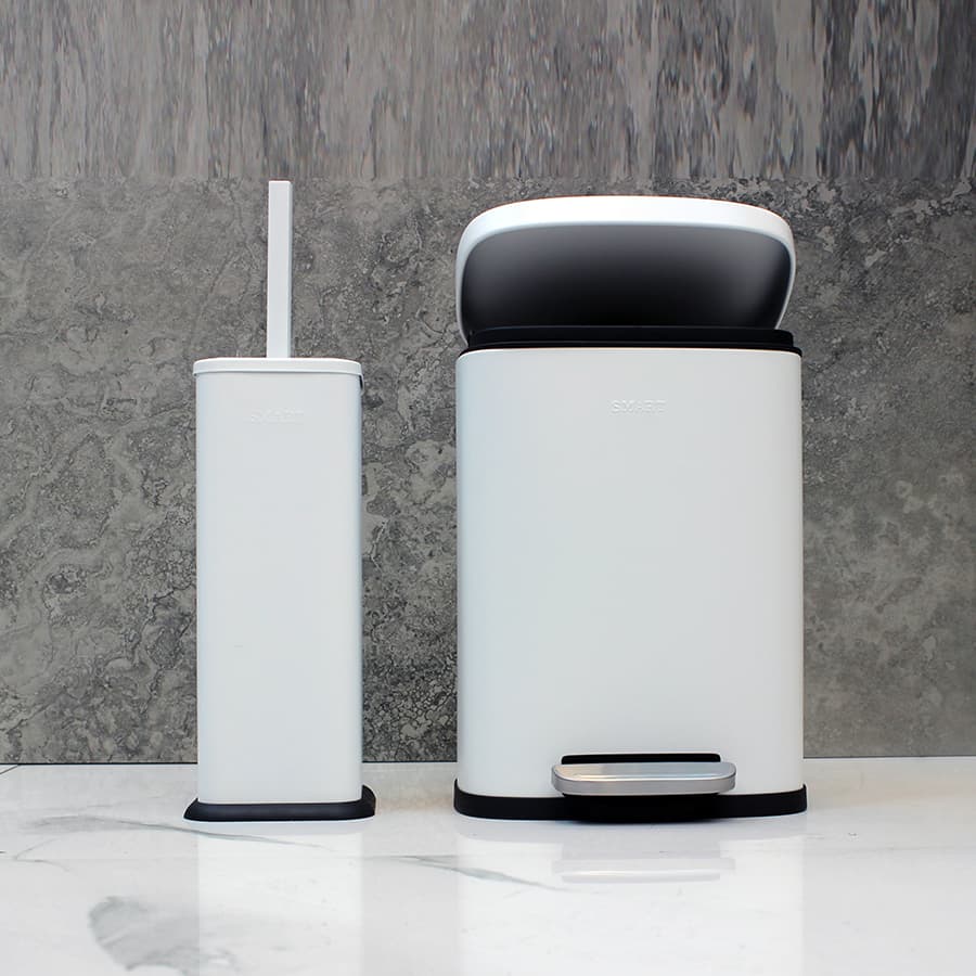 سطل و برس 5 لیتر پدالی مستطیل برند SMART (سفید مات) — تصویر ۴