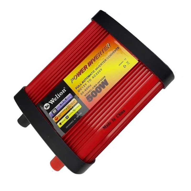 اینورتر یا مبدل برق 500 وات قرمز HF-500E باطری به برق شهری ولیون — تصویر ۵