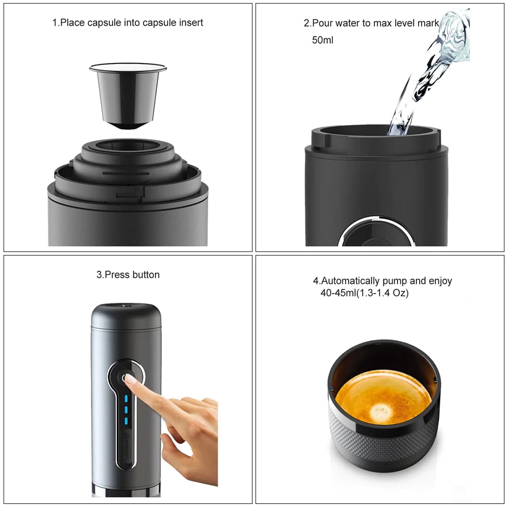 اسپرسو ساز شارژی پرتابل کپسولی کانکو اکو | CONQUECO Portable Espresso Machine — تصویر ۴