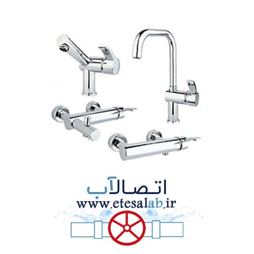 ست شیرآلات چهار تکه کروم راسان مدل تندیس