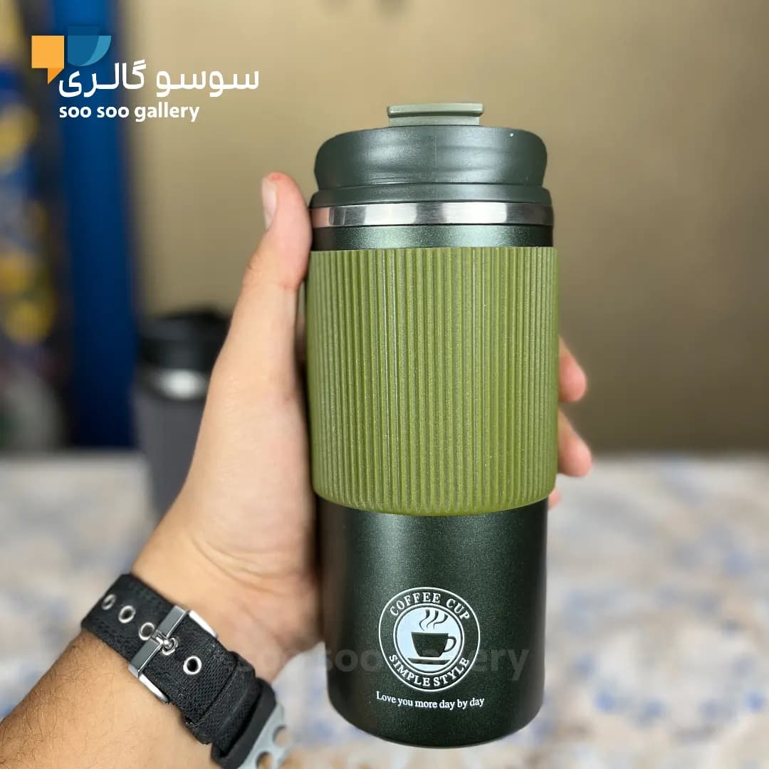 تراول ماگ دور سیلیکونی طرح کافی 450 میلی لیتر — تصویر ۳