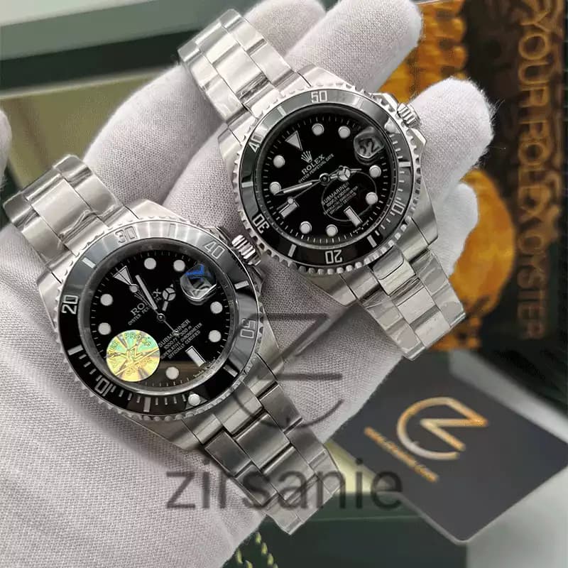 ساعت مچی رولکس ساب مارینر سیلور مشکی صفحه مشکی (ست) Rolex Submariner Silver Black Screen — تصویر ۲