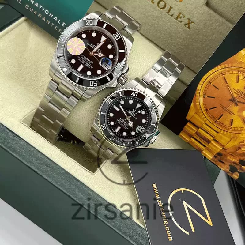 ساعت مچی رولکس ساب مارینر سیلور مشکی صفحه مشکی (ست) Rolex Submariner Silver Black Screen — تصویر ۳