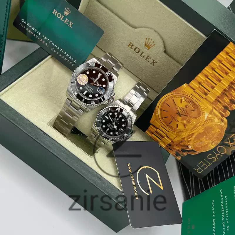 ساعت مچی رولکس ساب مارینر سیلور مشکی صفحه مشکی (ست) Rolex Submariner Silver Black Screen — تصویر ۴