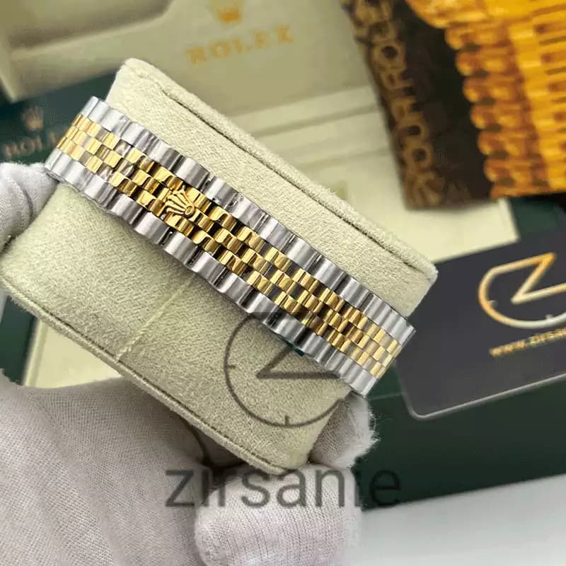 ساعت مچی رولکس دیت جاست سیلور طلایی صفحه سفید اندکس خط (ست) Rolex Datejust Silver Golden White Screen Line Index — تصویر ۳