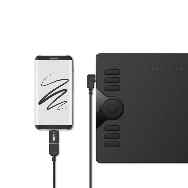 تبلت گرافیکی هوئیون مدل HS610 به همراه قلم نوری — تصویر ۳