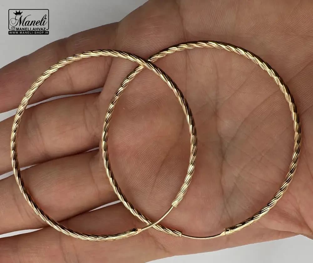گوشواره حلقه ای طرح دار رنگ ثابت ژوپینگ — تصویر ۵