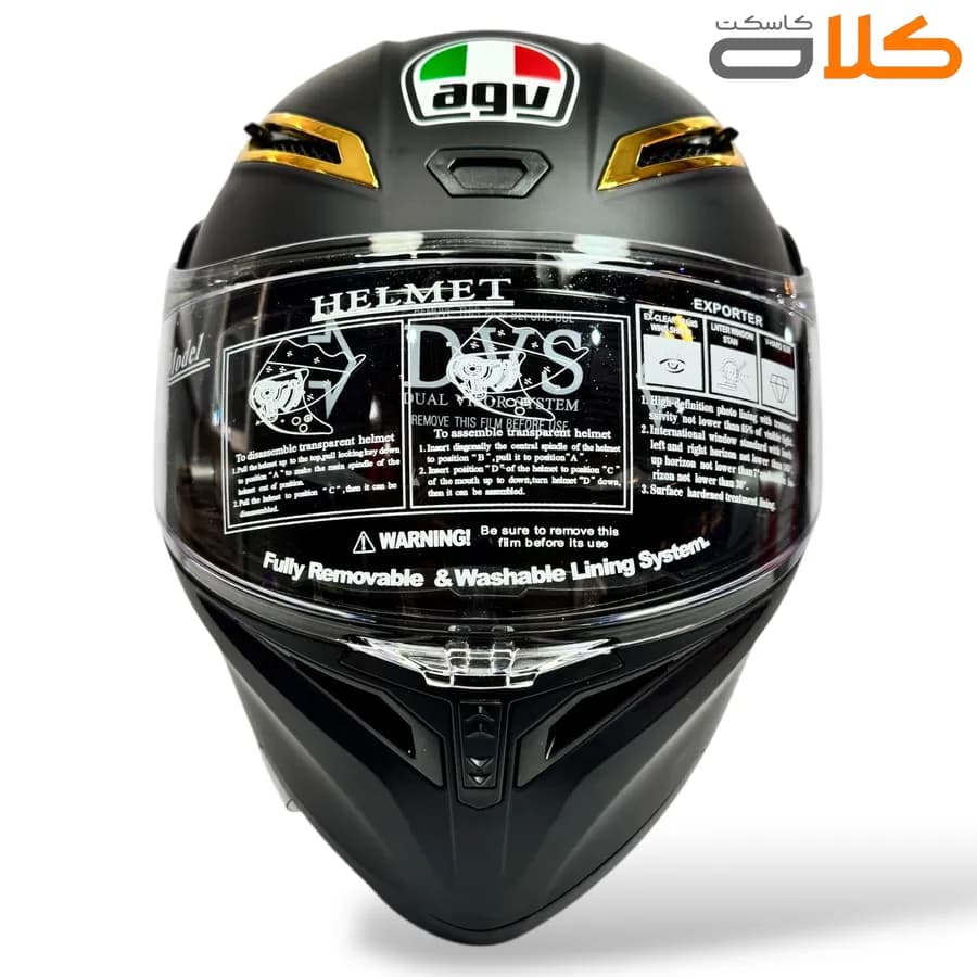 کلاه کاسکت فک متحرک طرح AGV مشکی مات — تصویر ۲