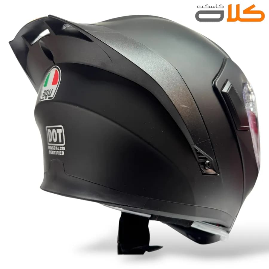 کلاه کاسکت فک متحرک طرح AGV مشکی مات — تصویر ۴