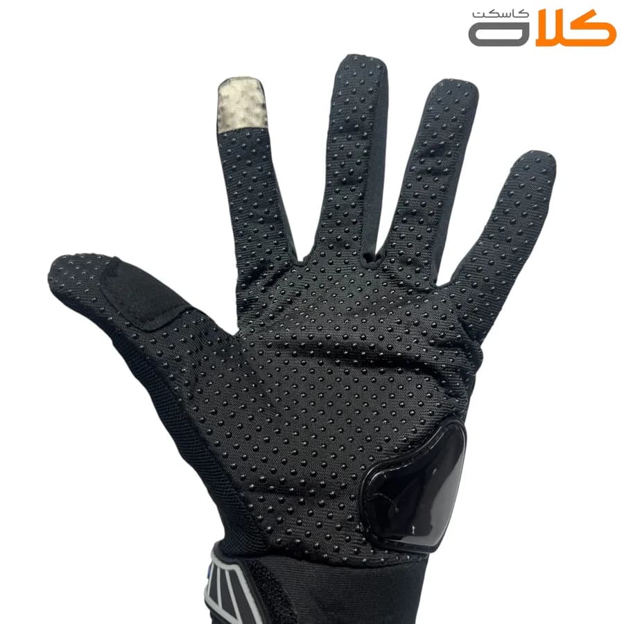 دستکش موتور سواری ضربه گیر دار مشکی طوسیBSDDP — تصویر ۳