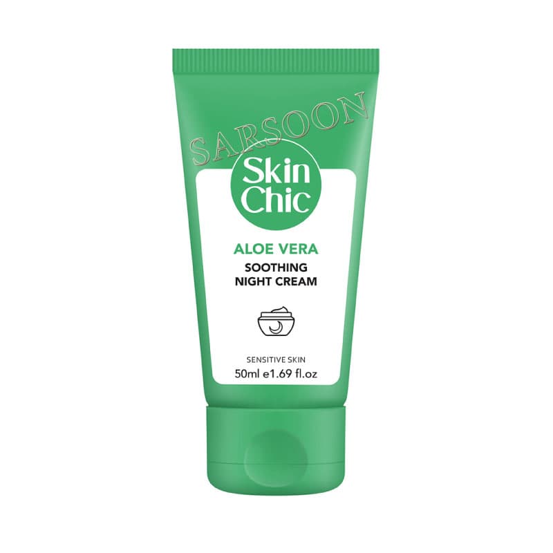 کرم شب مناسب پوستهای حساس حاوی آلوئه ورا حجم 50 میلی لیتر اسکین شیک Skin Chic Aloe Vera Soothing Night Cream 50 ml