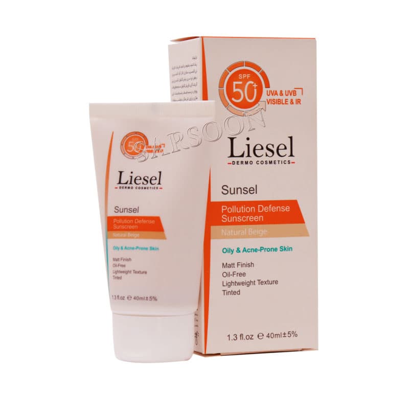 ضدآفتاب سانسل پوست چرب بژ طبیعی لایسل 40 میلی لیتر Liesel Sunsel Oily Skin Sunscreen Cream SPF50+ 40 ml
