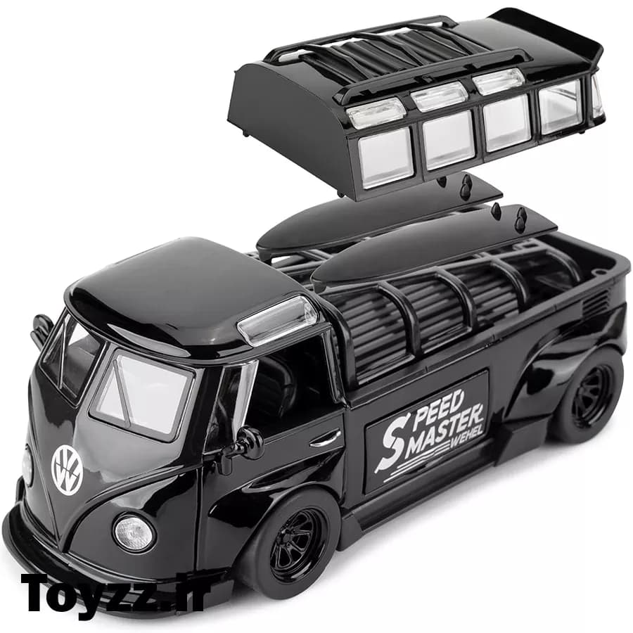 ماکت ماشین فلزی طرح فولکس واگن مدل Volkswagen Bus Transporter مشکی — تصویر ۴