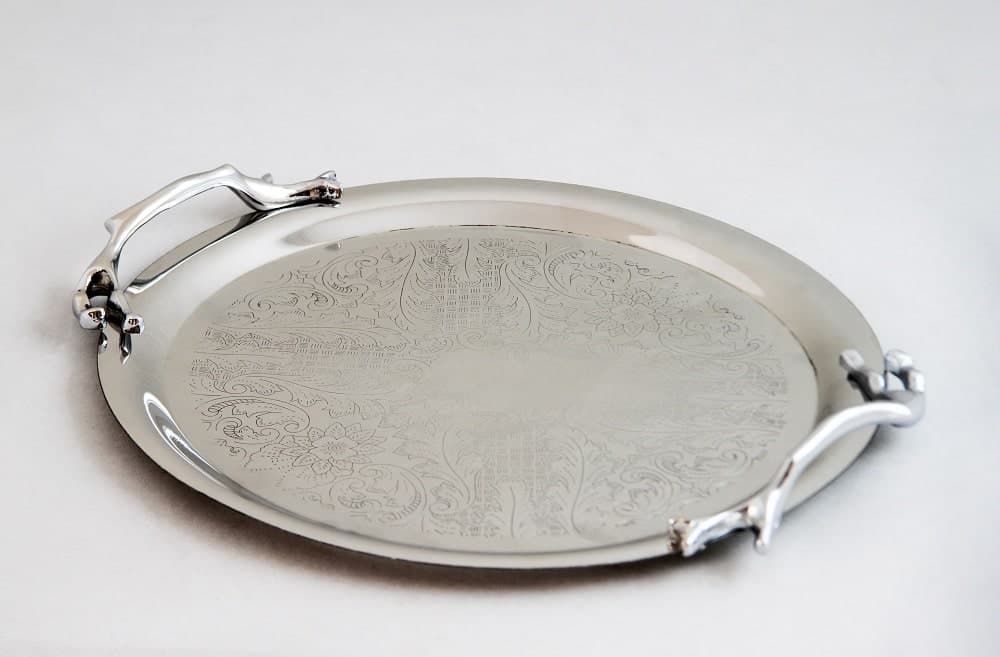سينی پذیرایی مدل گرد کوچک استیل براق کد SS-80086 — تصویر ۳