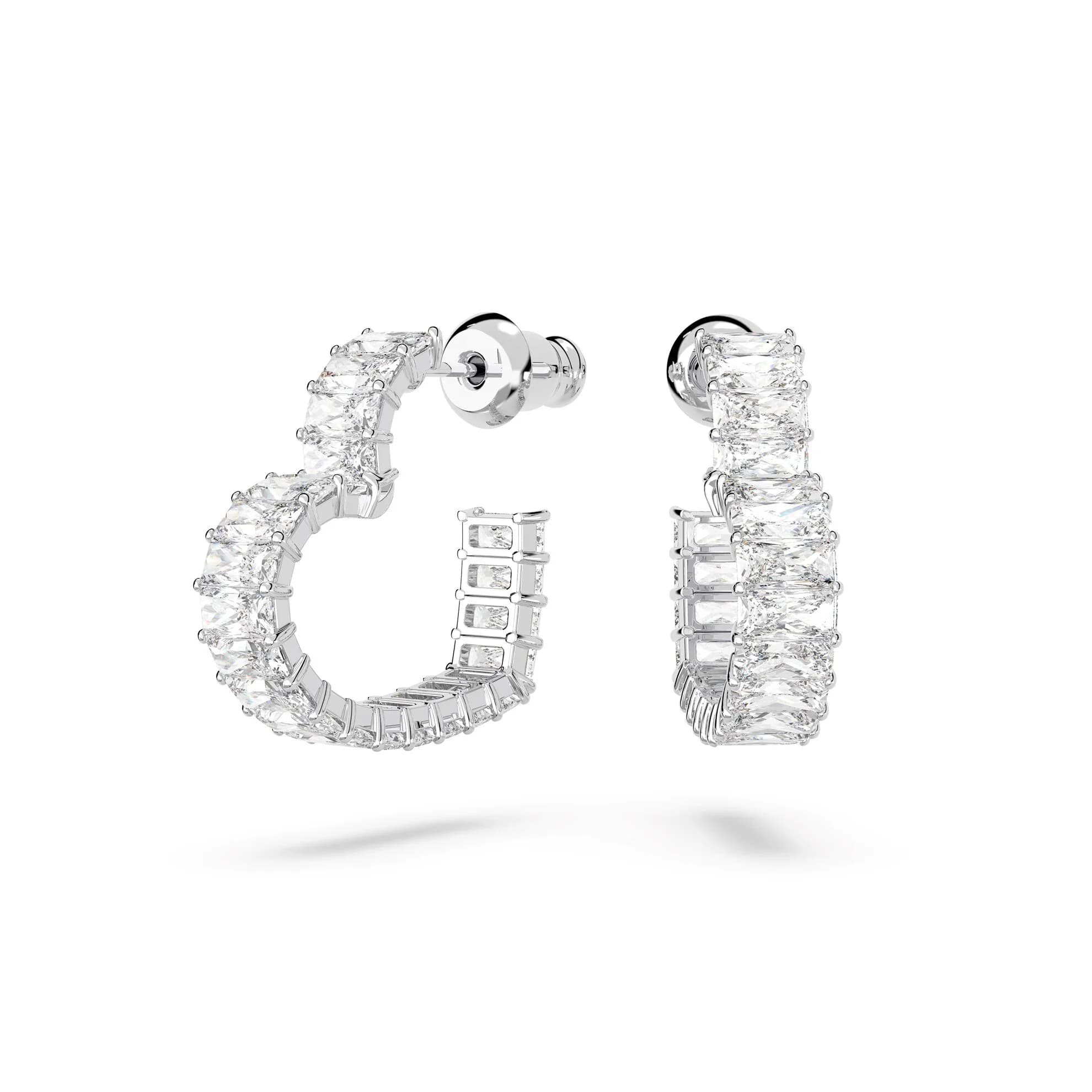 گوشواره سفید سواروسکی اورجینال Swarovski Matrix hoop earrings 5653170 — تصویر ۶