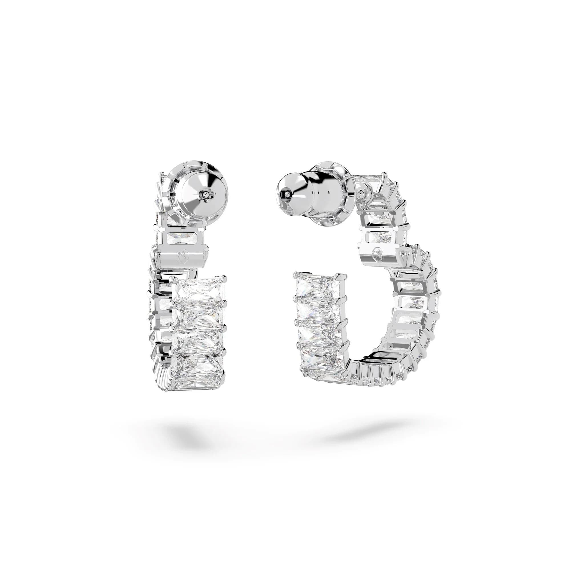 گوشواره سفید سواروسکی اورجینال Swarovski Matrix hoop earrings 5653170 — تصویر ۴