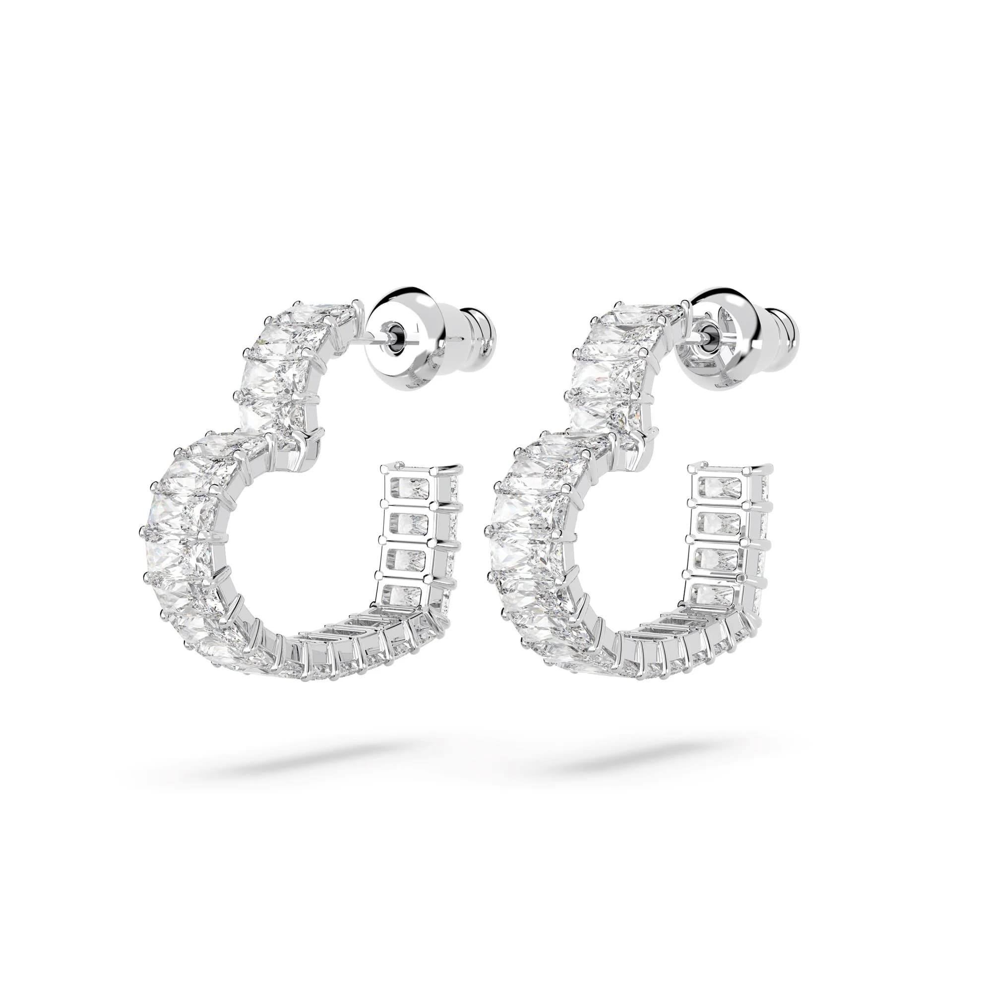 گوشواره سفید سواروسکی اورجینال Swarovski Matrix hoop earrings 5653170 — تصویر ۳
