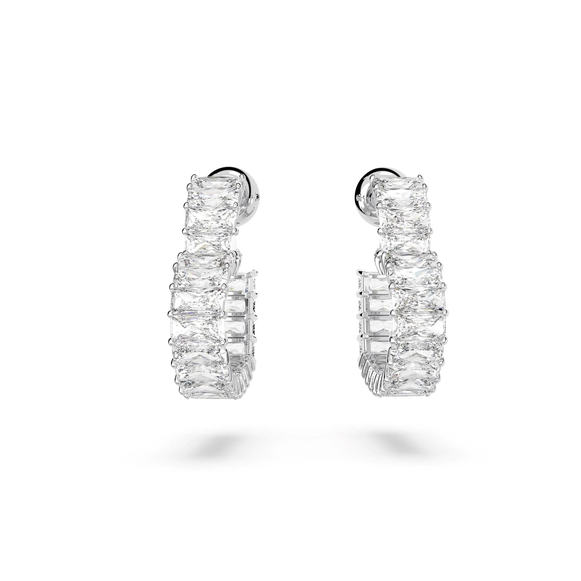 گوشواره سفید سواروسکی اورجینال Swarovski Matrix hoop earrings 5653170 — تصویر ۵