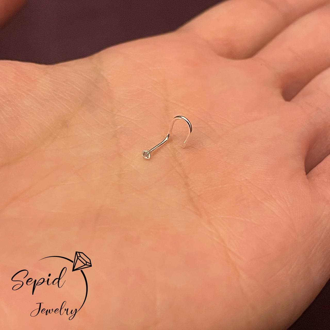 پیرسینگ نقره بینی اچ سی (screw) — تصویر ۳