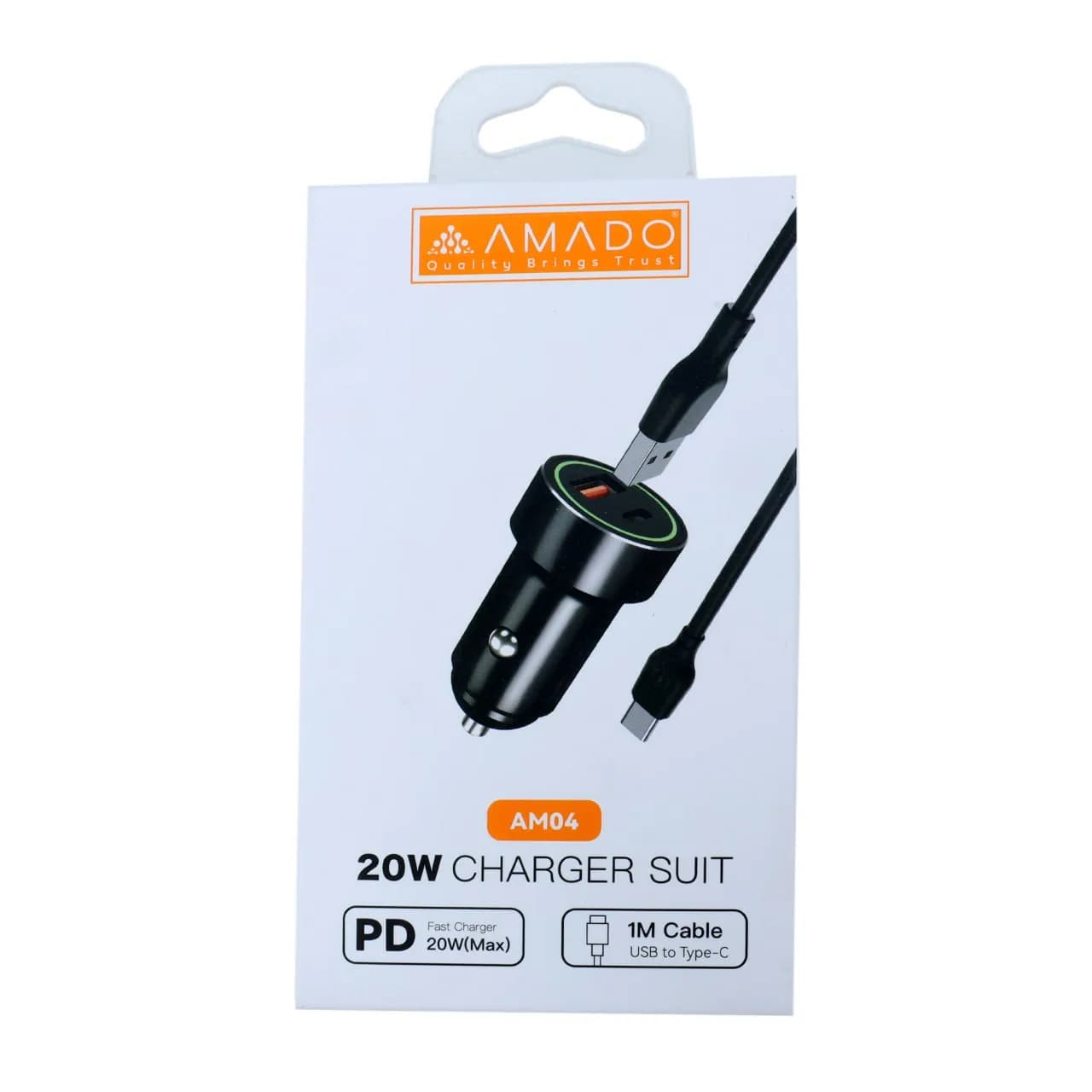 شارژر فندکی با کابل آمادو AMADO AM04 — تصویر ۳