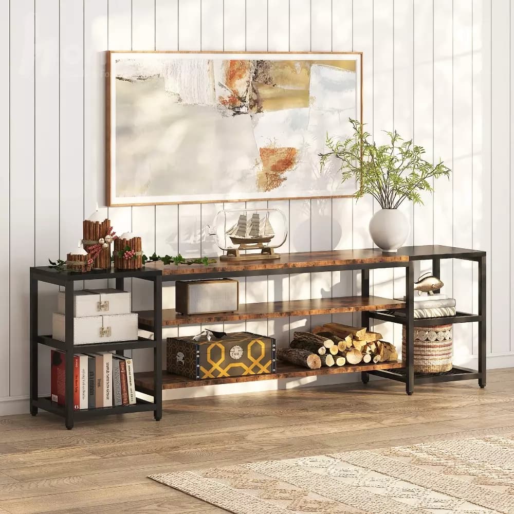 میز تلویزیون فلزی روستیک با صفحه mdf یا چوب مدل ht1867 — تصویر ۲