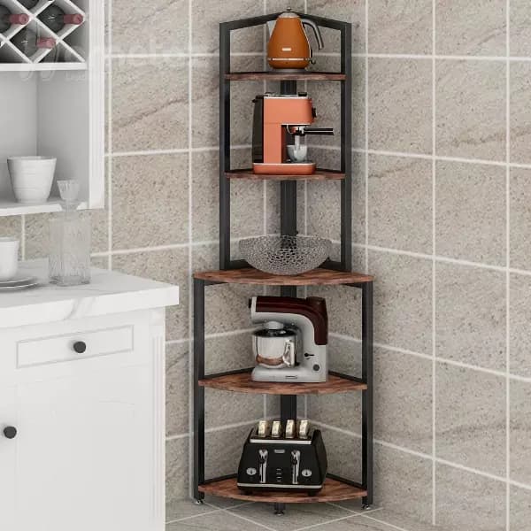 شلف و کتابخانه فلزی ایستاده با صفحه mdf یا چوب روس مدل ht1593 — تصویر ۳