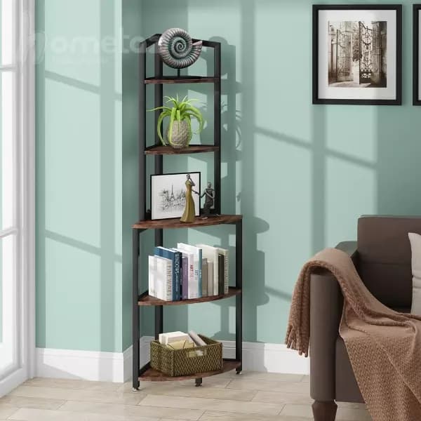 شلف و کتابخانه فلزی ایستاده با صفحه mdf یا چوب روس مدل ht1593 — تصویر ۲