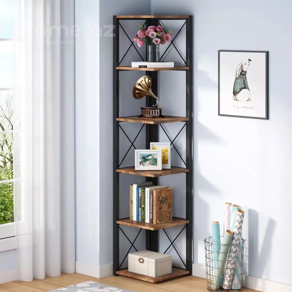 شلف و کتابخانه فلزی ایستاده با صفحه ام دی اف یا چوب مدل ht1592 — تصویر ۲