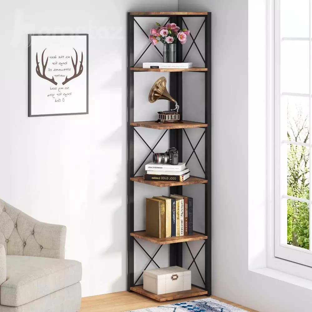 شلف و کتابخانه فلزی ایستاده با صفحه ام دی اف یا چوب مدل ht1592 — تصویر ۳