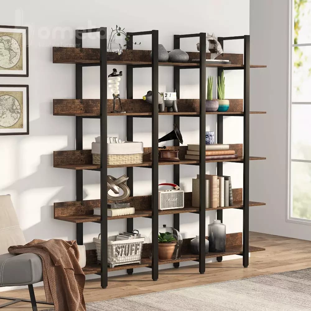 کتابخانه فلزی با صفحه چوب یا ام دی اف مدل ht1603 — تصویر ۶