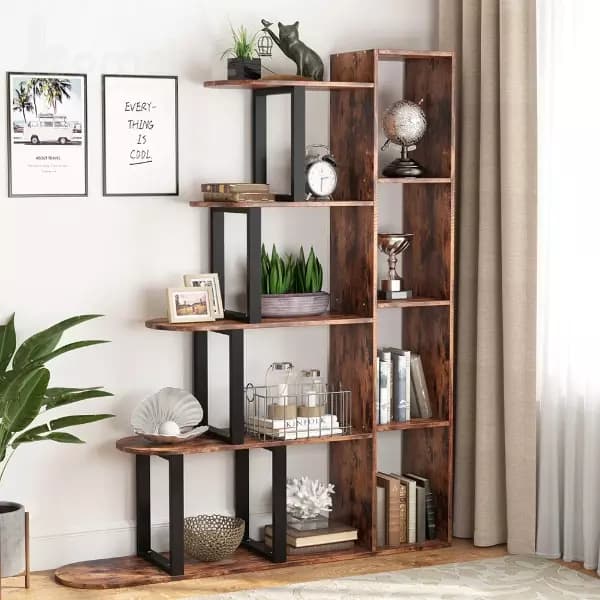 شلف و کتابخانه ایستاده چوبی فلزی مدل ht1605 — تصویر ۲