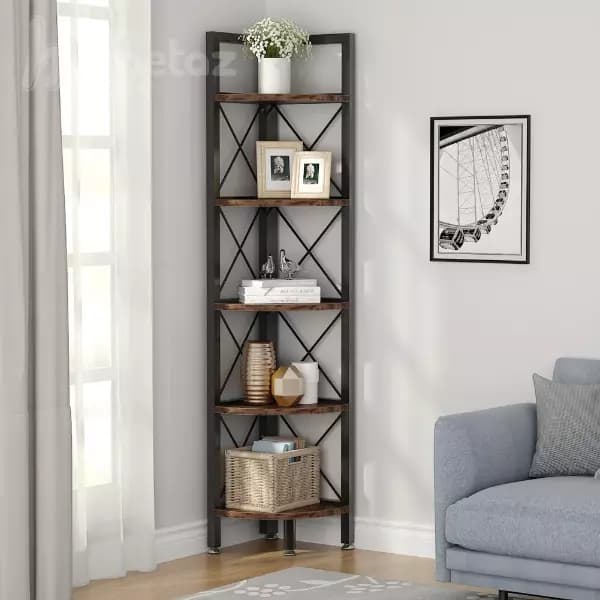 شلف و کتابخانه فلزی مشکی ایستاده مدل ht1584 — تصویر ۲