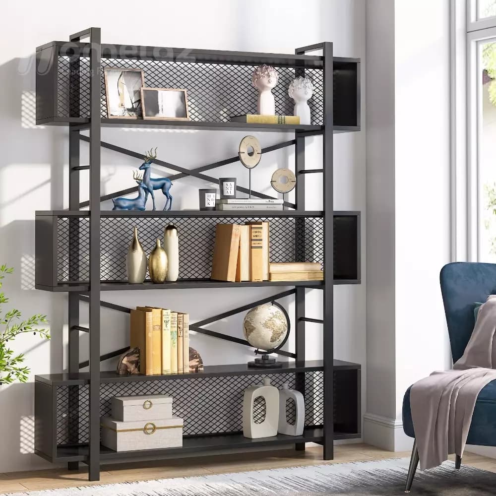 شلف و کتابخانه فلزی ایستاده صفحه mdf یا چوب روس مدل ht1583 — تصویر ۳