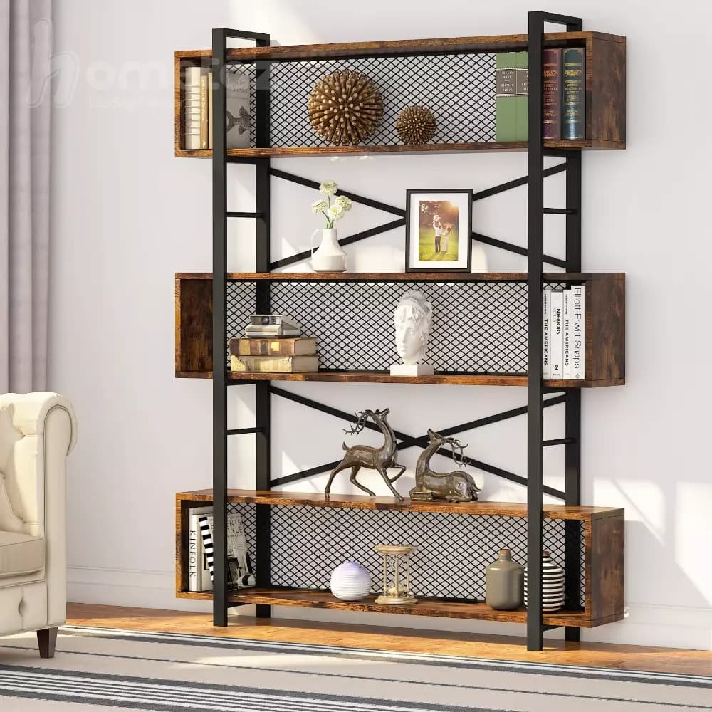 شلف و کتابخانه فلزی ایستاده صفحه mdf یا چوب روس مدل ht1583 — تصویر ۲