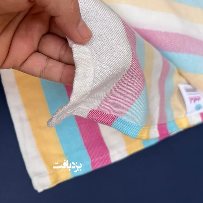 حوله استخری ابراهیمی طرح راه راه پهن (صورتی آبی زرد) — تصویر ۳