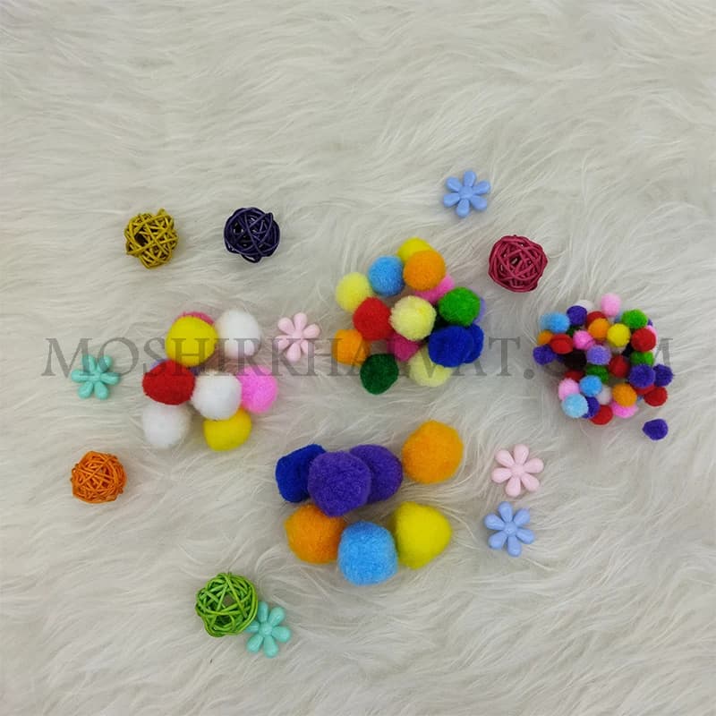 پوم پوم ساده (توپک ساده) بسته 100 عددی — تصویر ۲